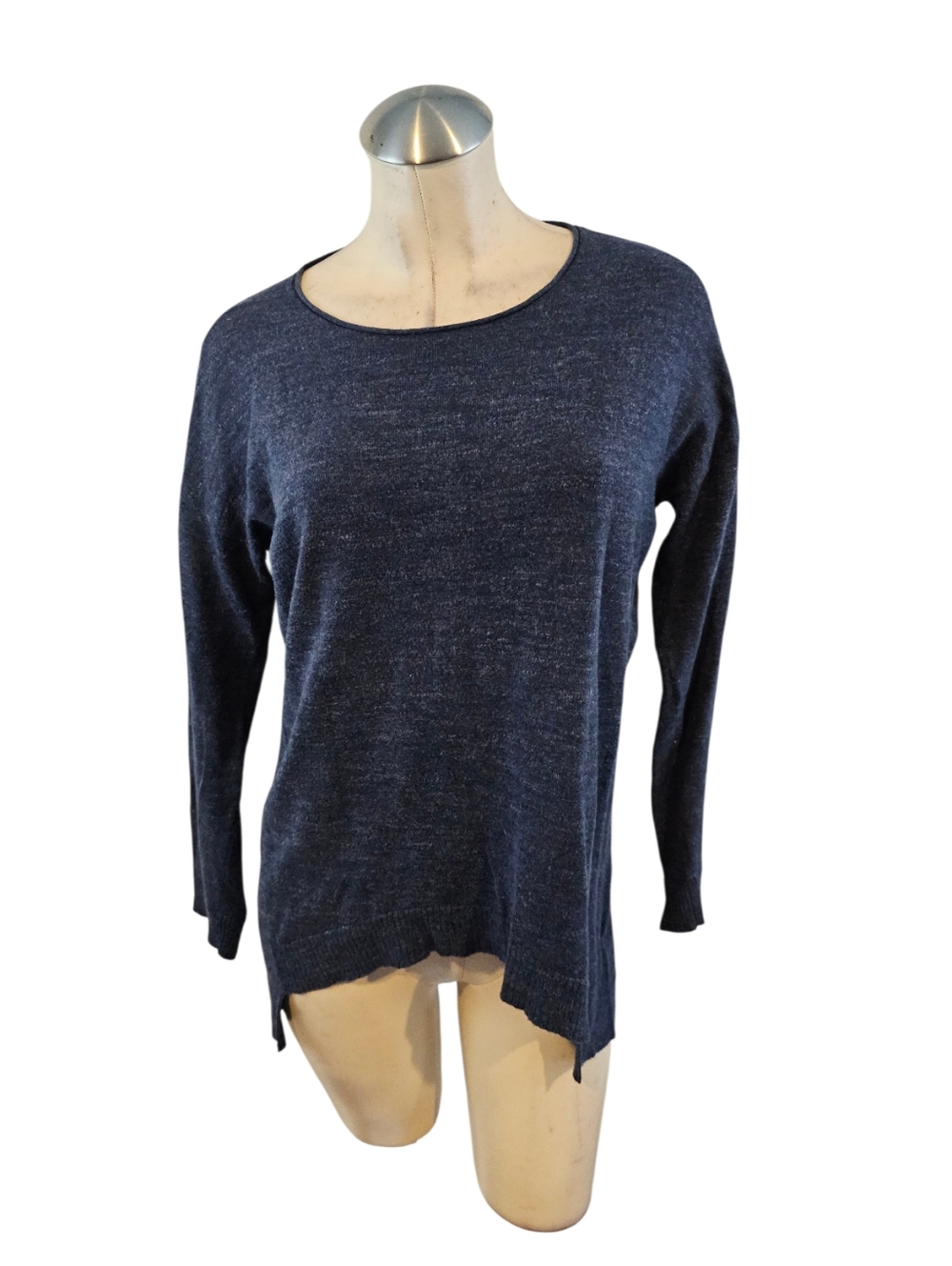 Eileen Fisher Size XS Navy Crewneck Lightweight Sweater Knit Top